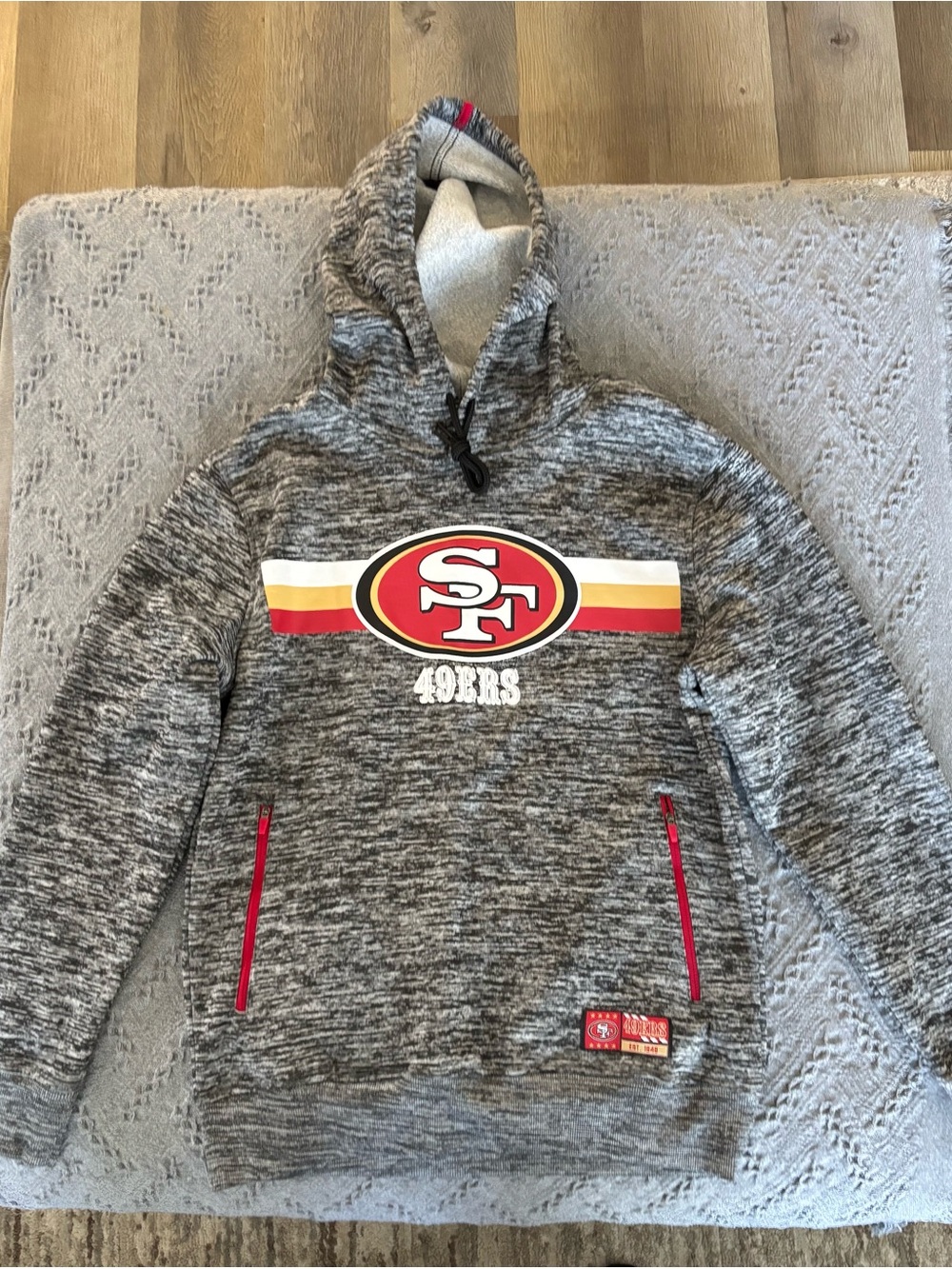 NFL San Francisco 49ers Gray Pullover Hoodie with Red & Gold Logo